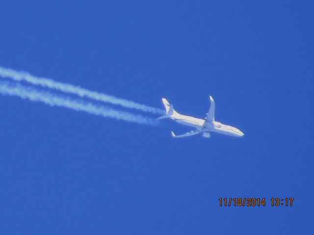 Boeing 737-900 (N409AS) - Alaska Airlines flight 16 from SEA to MCO over Southeastern Kansas at 35,000 feet.