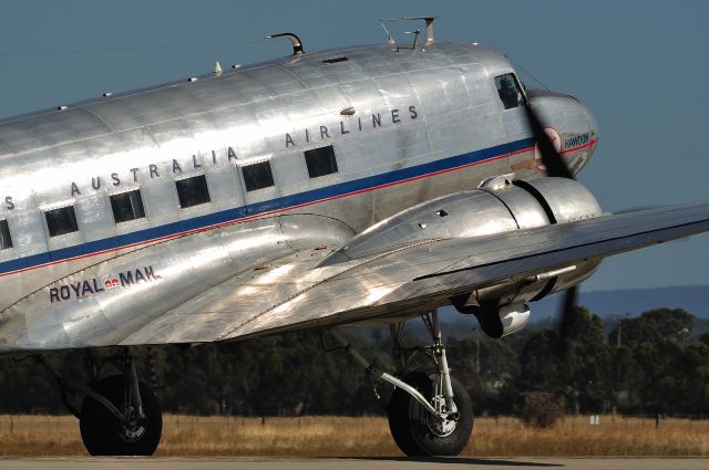 Douglas DC-3 (VH-AES) - Constructed in 1942 (c/n 6021) flown by 46 & 21 Troop Carrier Squadron, 5th Air Force and named Shanghai Lil. Sold to the Department of Civil Aviation in 1944 entering the Australian Aircraft Register as VH-AES and operated by Australian National Airways as a freighter. re-configured for passenger service and tranferred to Trans Australia Airlines in 1946. AES was cancelled from the Australian Aircraft Register in 1974 and then in 1979 was suspended 5 metres above the ground in front of Melbournes Tullamarine Airport Passenger Terminal and remained as a static display until mid 1987.br /Re-entered onto the Australian Aircraft Register as VH-AES on September 6, 1988 and finally returned to flying status September 9, 1988.br /br /<a href="a rel=nofollow href=http://www.aussieairliners.org/dc-3/vh-aes/vhaes.html&quothttp://www.aussieairliners.org/dc-3/vh-aes/vhaes.html"/a; rel="nofollow">a rel=nofollow href=http://www.aussieairliners.org/dc-3/vh-aes/vhaes.html</a&gtwww.aussieairliners.org/dc-3/vh-aes/vhaes.html</a>/a;