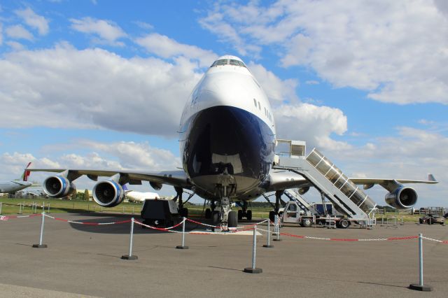 Boeing 747-400 (G-CIVB) - G-CIVB, A perserved BA B747-400 parked at Cotswold Kemble airport. It is wearing the first BA livery after BOAC and BEA merged in 1974, the livery being the 'Negus' livery. It was worn until 1978 when the Landor Livery was introduced.br /br /You are able to see the aircraft, and tour the plane at Cotswolt Kemble Airport, located in the county, Gloucestershire, England. Touring is avaliable once every 2 weeks, on a Wednesday.br /br /Location: Cotswold Kemble Airport.br /Date: 31.08.22 (dd/mm/yy).br /br /*The Picture Being taken from the Front of the aircraft.