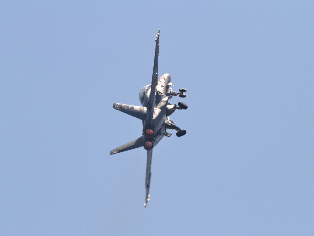 McDonnell Douglas FA-18 Hornet (16-5926) - F/A-18F “Rhino” executes slow roll on takeoff. California Capital Airshow - 09/23/2023