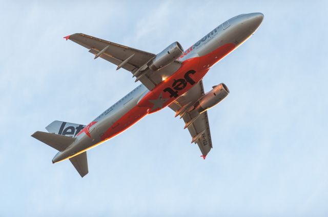 Airbus A320 (VH-VQA) - One of many Australian Jetstar A320s flying in New Zealand. This time flying as JST290, climbing away from Runway 02 bound for Wellington, just on sunset on Friday 17 March 2017