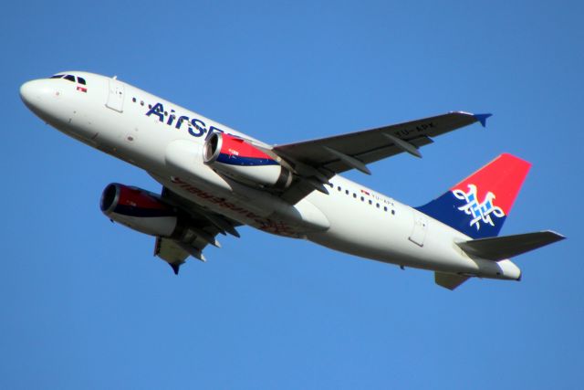 Airbus A319 (YU-APK) - Airborne off rwy 27R on 22-Oct-19 operating flight ASL381 to LYBE.