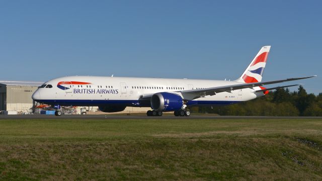 Boeing 787-9 Dreamliner (G-ZBKO) - BAW9158 begins its takeoff roll on Rwy 34L for its delivery flight to LHR/EGLL on 9/27/16. (ln 481 / cn 38631).