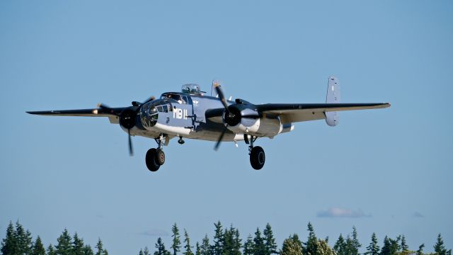 North American TB-25 Mitchell (N5865V) - CAFs North American B-25J-30 (PBJ) / SN: 44-30988 / "Semper Fi" on final to Rwy 34L on 7.22.17.