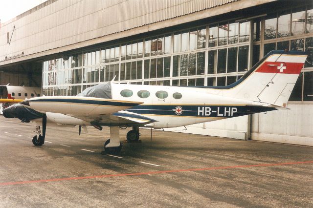Cessna 421 (HB-LHP) - Seen here on 4-Sep-96.br /br /Exported to Germany 23-Jul-99 as D-INTA,br /then reregistered N155J 30-Jan-10.