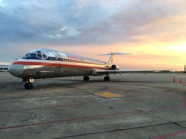 McDonnell Douglas MD-83 (N9681B) - Sunrise in CVG lighting up a beautiful AA MD-83 shortly before her retirement. 07-11-2019