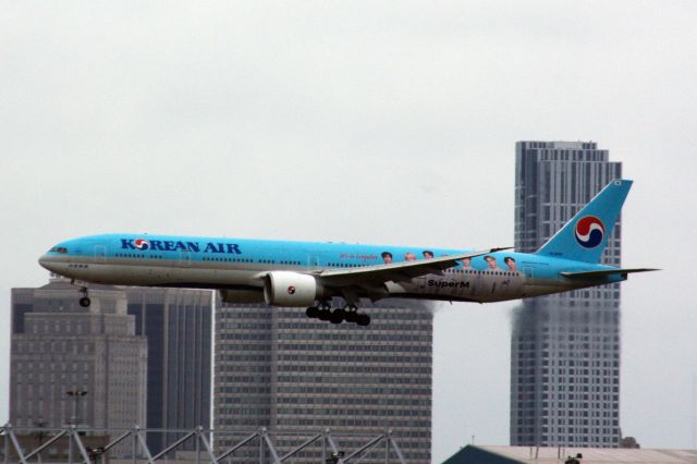 BOEING 777-300ER (HL8010) - Korean Air B777-300 in special Super M livery landing at Boston Logan's 15R on 8/29/20. 