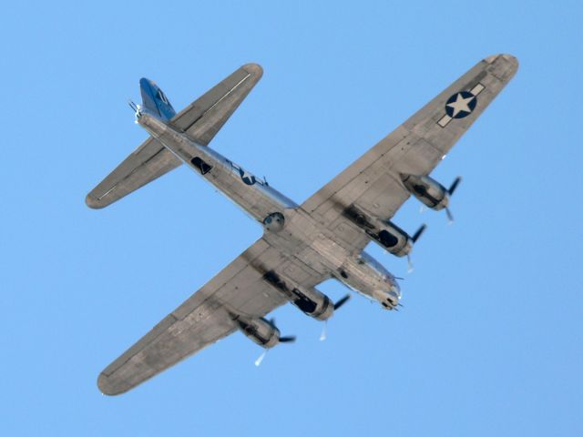 Boeing B-17 Flying Fortress (N9323Z) - April 20, 2008 - Over my backyard on approach to GEU