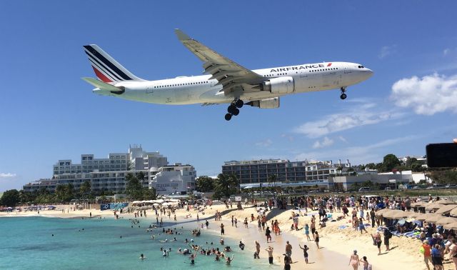 Airbus A330-300 (F-GZCA) - Taken on May 4, 2023. Air France A330 over Maho Beach landing at Princess Juliana Airport in St Maarten. 