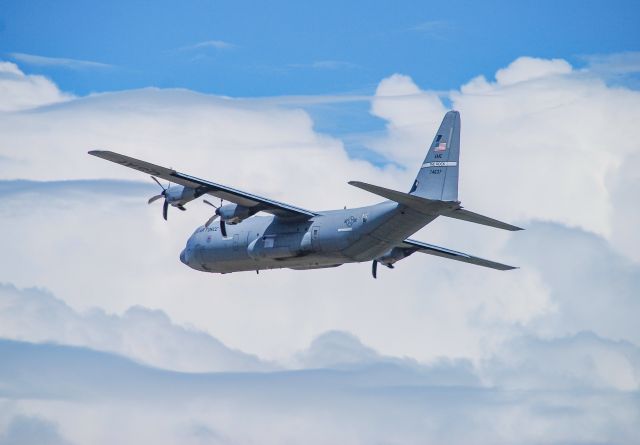 Lockheed C-130 Hercules (N74637) - Taking off from Donaldson Center on a beautiful afternoon!  8/3/20.