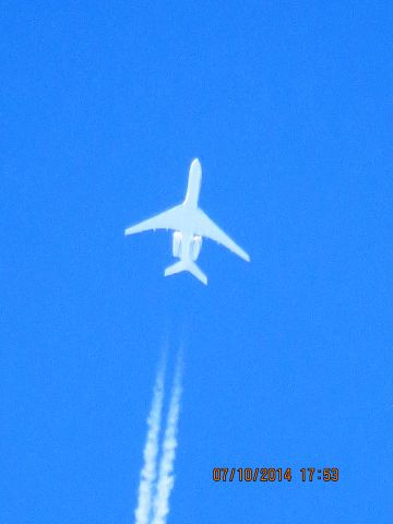 Bombardier Global Express (N143QS) - Over Baxter Springs KS (78KS) at 42k feet.