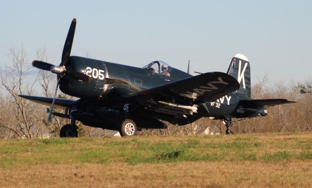 N240CF — - A Vought F4U-4 Corsair taxiing after arriving at H.L. Sonny Callahan Airport, Fairhope, AL, during Z's 2021 Invitational Jet Blast - March 3, 2021.