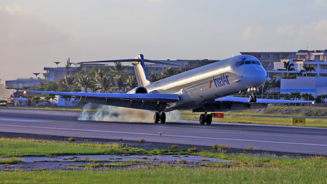 McDonnell Douglas MD-82 (PJ-MDC) - Landing end afternoon.View from Simpson Bay Road.