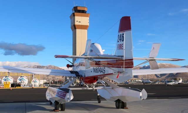 AIR TRACTOR Fire Boss (N804AS) - N804AS is an Air Tractor AT-802F Fire Boss water scooper air tanker.  In this photo it is parked on the Atlantic Aviation ramp. It was one of nine aircraft in Reno to be displayed at the 2018 NAAA (National Agriculture Aviation Association) Expo.