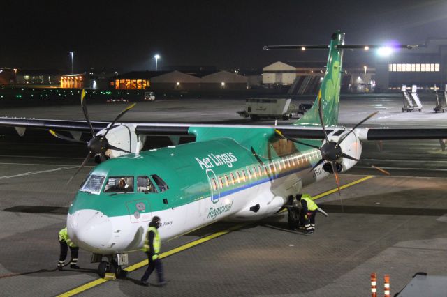 Aerospatiale ATR-72-600 (EI-FAT) - An Aer Lingus Regional (operated by Emerald Airlines) parked at a gate at Glasgow Airport.br /br /Location: Glasgow Airport.br /Date: 29.11.22 (dd/mm/yy).