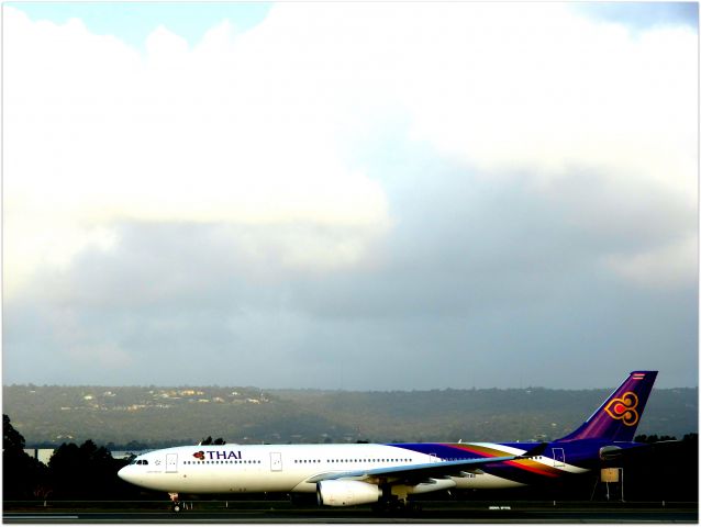 Airbus A330-300 (HS-TBG) - Waiting for Takeoff, a Qantas B738 was on short finals behind