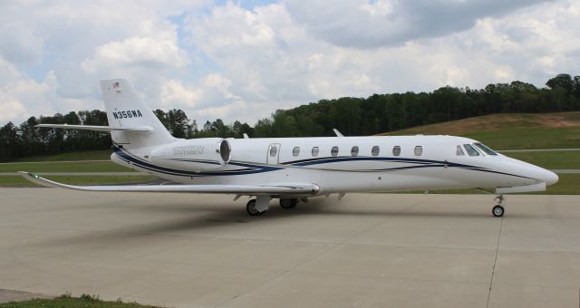 Cessna Citation Sovereign (N356WA) - A Cessna C680 Sovereign Plus on the ramp at Folsom Field, Cullman Regional Airport, AL - April 19, 2017.