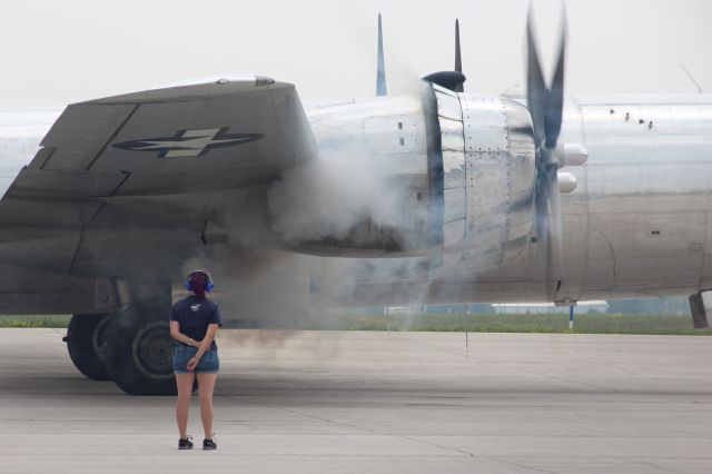 Boeing B-29 Superfortress (N69972) - No. 4 Engine Start-Up (hybrid between a Curtis-Wright 3350 & a R-3350-26WD engine.