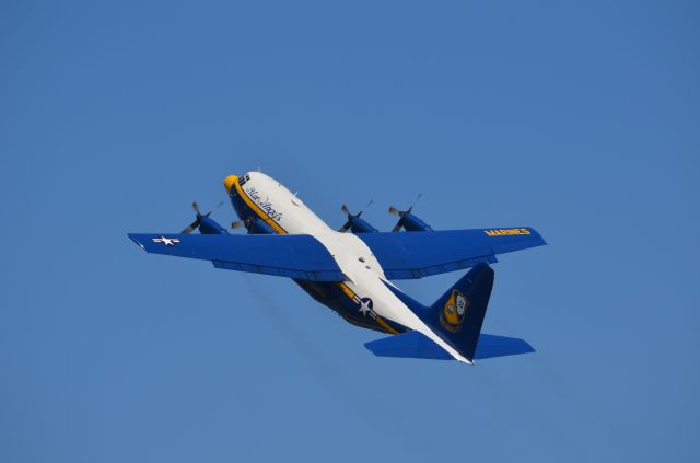 Lockheed C-130 Hercules — - Deke Slayton Airfest June 2014. Blue Angels support aircraft "Fat Albert" making steep climb.