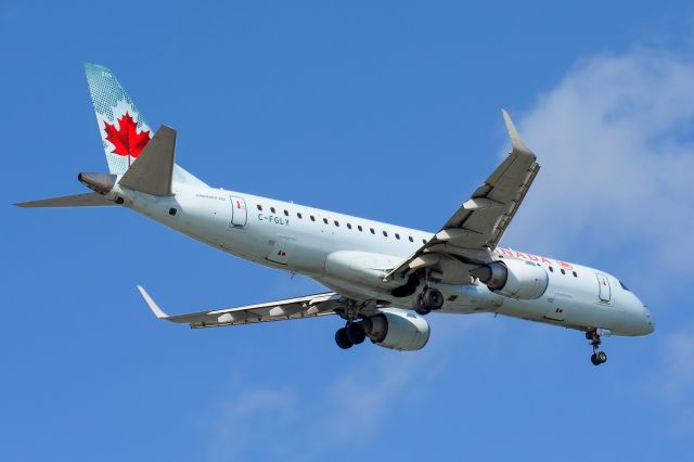 Embraer ERJ-190 (C-FGLY) - One heck of a registration number! On final RWY 1L in a strong crosswind gusting to 28MPH. Inbound fro Halifax.