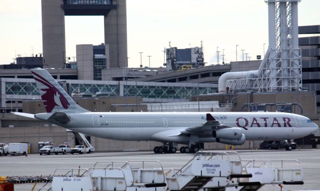 Airbus A340-300 (A7-AAH) - Qatar Amiri Flight A340-313 (A7-AAH)  at Boston Logan on 10/16/15.