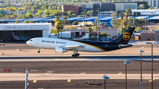 Airbus A300F4-600 (N160UP) - UPS A300-600 landing at PHX on 7/7/22. Taken with a Canon 850D and Rokinon 135mm f/2 lens.