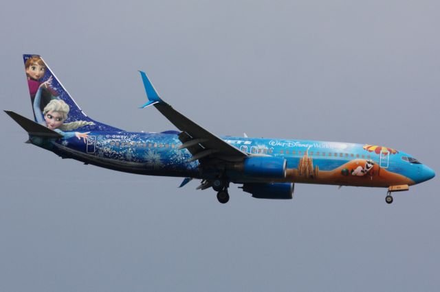 Boeing 737-800 (C-GWSV) - Westjet B738 in special 'Walt Disney World-Frozen' livery arriving to BOS from Calgary on 7/5/22.