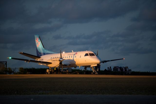 Saab 340 (E5-EFS) - Air Rarotongas Saab 340A E5-EFS at the ramp in NCAI, bathed in glorious twilight. 29 October 2016
