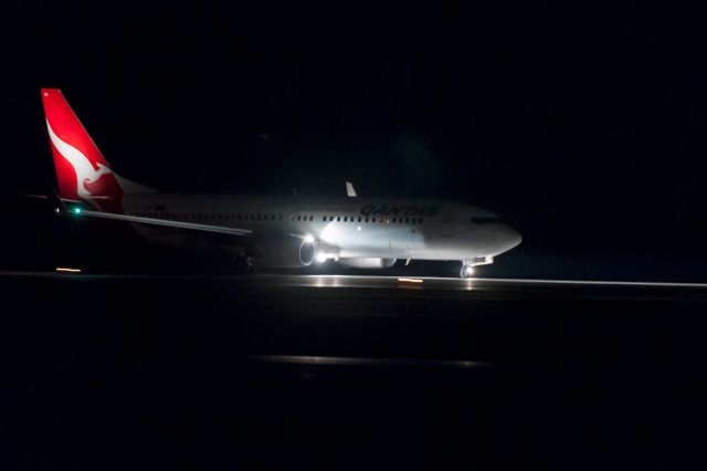 Boeing 737-800 (ZK-ZQF) - ZK-ZQF, operating as QANTAS Flight QF132 takes off on Runway 02 on a freezing cold night from Christchurch Airport bound for my other favourite city, Melbourne Australia.