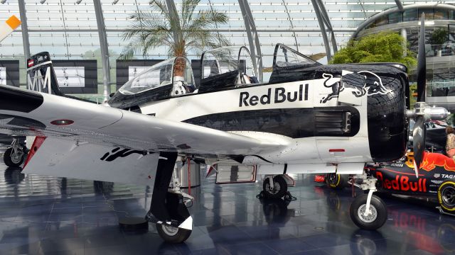 North American Trojan (OE-EMM) - ex South Vietnam Air Force 1955 North American T-28B Trojan THE FLYING BULLS, Salzburg, Hangar-7, June 2024