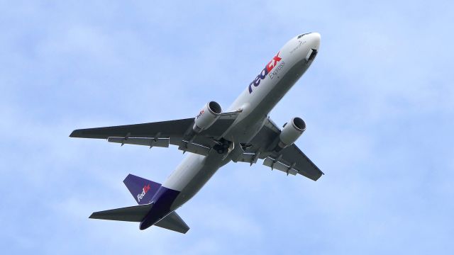 BOEING 767-300 (N170FE) - BOE620 on rotation from Rwy 16R to begin a B1 flight on 12.15.18. (B767-3S2F(ER) / ln 1169 / cn 63102).