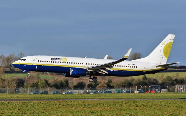 Boeing 737-800 (N733MA) - miami air b737-8 n733ma about to land at shannon 5/1/17.