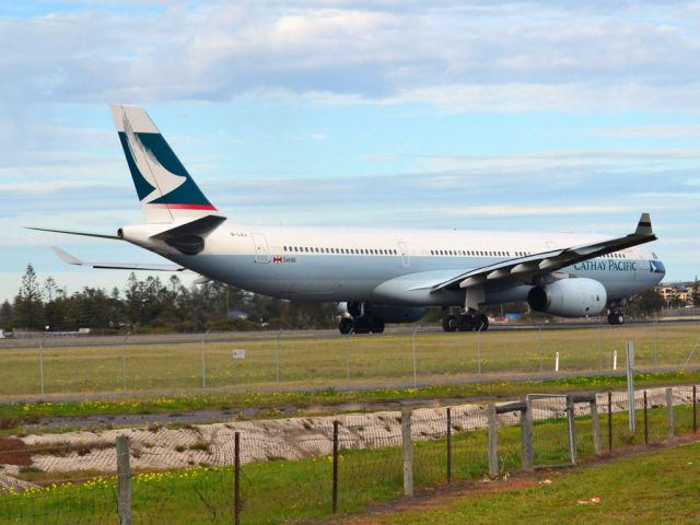 Airbus A330-300 (B-LAJ) - On taxi-way heading for take off on runway 05, for flight home to Hong Kong via Melbourne. Thursday 12th July 2012.