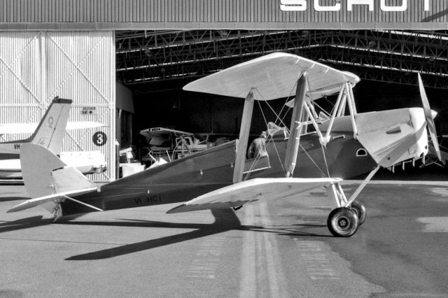 VH-HCI — - DE HAVILLAND DH-82A TIGER MOTH - REG VH-HCI (CN SA87-5) - MOORABBIN VIC. AUSTRALIA - YMMB (1/7/1992) 35MM B/W NEGATIVE SCAN.