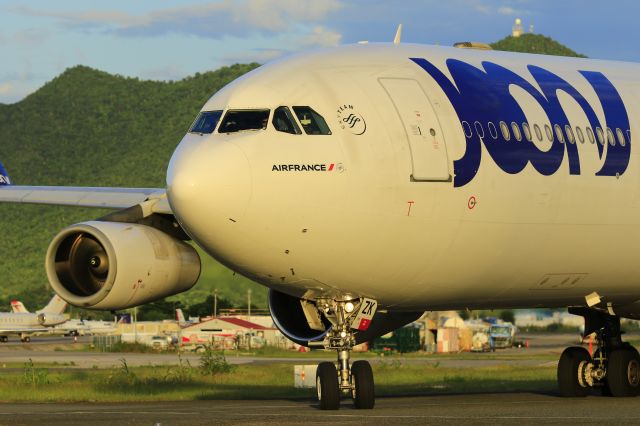 Airbus A340-300 (F-GLZK) - Joon Airlines lining up to depart to Paris!