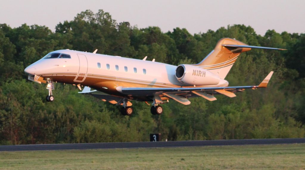 Bombardier Challenger 300 (N1RH) - Hendrick Motorsports' Bombardier BD-100-1A10 Challenger 300 departing Boswell Field, Talladega Municipal Airport, AL - late afternoon, April 25, 2021.