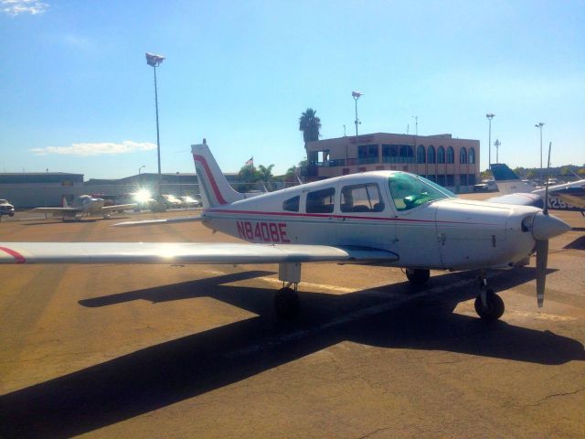 Piper Cherokee (N8408E) - Took this picture after flying N8408E from KLGB - KMYF in August 2014.