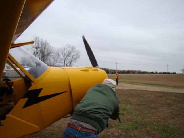 — — - Hand prop home built J3 with clipped wings Cont. 90 engine no electric starter old school.