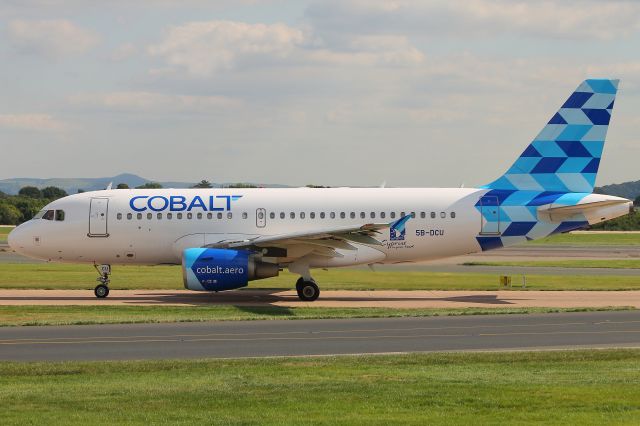 Airbus A319 (5B-DCU) - 5B-DCU Cobalt Air Airbus A319 just landed in Manchester at 14:44 on Wednesday 05/09/18