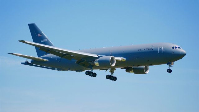 Boeing Pegasus (1146021) - BOE21 on final to Rwy 16R to complete a B2 flight on 5.14.18. (KC-46A / ln 1124 / cn 34139). The aircraft is using temporary reg #N5514X.