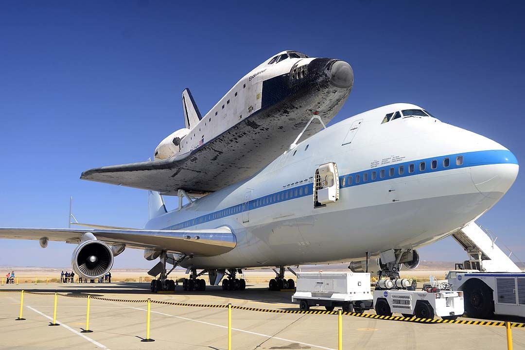 BOEING 747-100 (N905NA) - Space Shuttle Endeavour and Boeing 747-Shuttle Carrier Aircraft N905NA on static display at the NASA Dryden Flight Research Center on September 20, 2012.