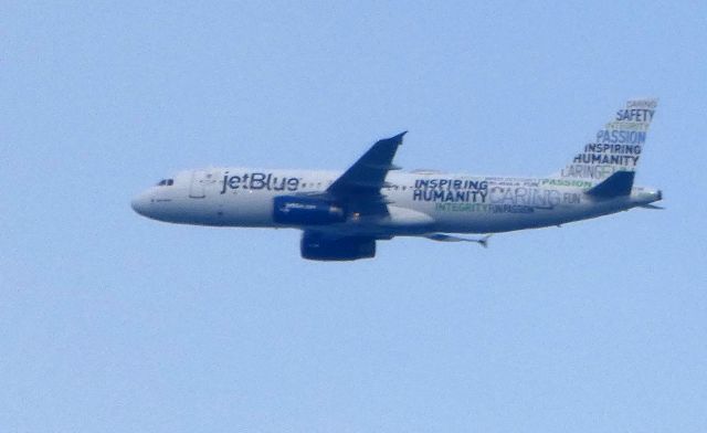 Airbus A320 (N598JB) - On approach is this jetBlue "Inspiring Humanity" livery Airbus in the Autumn of 2018.