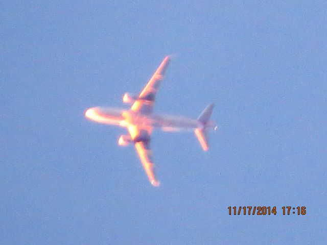 Airbus A319 (N9008U) - American Airlines flight 1038 from YYZ to DFW over Southeastern Kansas at 38,000 feet.