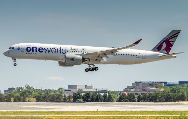 Airbus A350-900 (A7-ALZ) - The 'inaugural' visit of Qatar Airways who began regular scheduled service to YYZ on July 4th 2020 three days a week. We've had previous diverts and cargo flights during the Covid pandemic. Here the spotting gods favoured us with the One World livery A359 : )