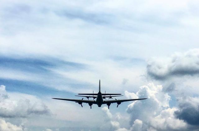 Boeing B-17 Flying Fortress (SAI93012) - B-17G "Nine-O-Nine" follows B-24J "Witchcraft on August 2, 2017 on a move from KRFD to KIKK.  Photo by Collings Foundation Flight Coordinator Jamie Mitchell.