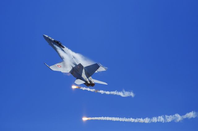 McDonnell Douglas FA-18 Hornet (J5012) - Swiss Airforce - F/A-18 Hornet Solo Display at Axalp shooting range