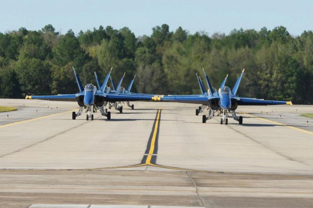 — — - US Navy Blue Angles taxiing at Little Rock Air Force Base in Jacksonville, AR.