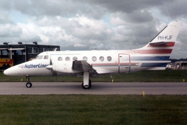 British Aerospace Jetstream 31 (PH-KJF) - Taxiing for departure in Jul-88.br /br /With Netherlines from Mar-86 to May-90 when it became G-BSFG then OY-SUS for Sun-Air of Scandinavia.