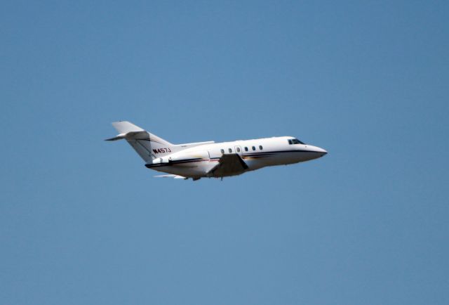 Hawker 800 (N457J) - Taking off from Runway 34 at Asheville, NC.