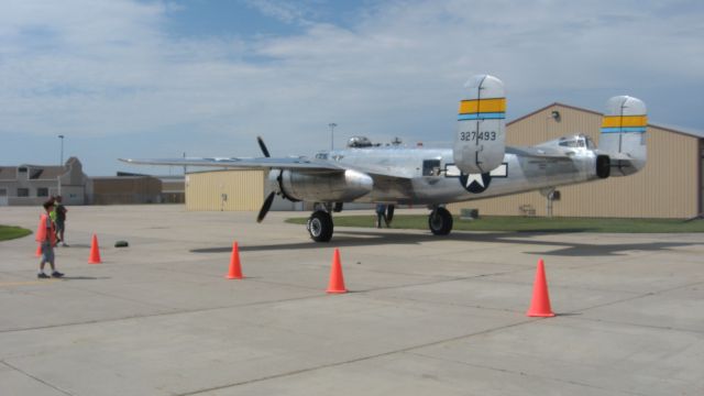 North American TB-25 Mitchell — - The B-25 "Miss Mitchell" at the Fargo Air Museum in August 2012. In this photo he is just starting the left enigne.